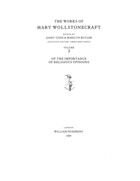 The Works of Mary Wollstonecraft, Vol. 3: On the Importance of Religious Opinions