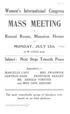Advertisement of Meeting in Dublin. International Congress of Women. 1926