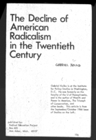The Decline of American Radicalism in the Twentieth Century