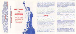 Welcome to America -- Joe Glazer Sings Songs of the American Immigrants