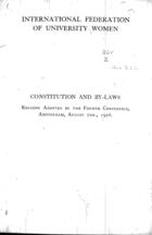 Constitution and By-Laws: Revision Adopted by the Fourth Conference, Amsterdam, August 2nd, 1926
