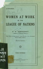Women At Work In the League of Nations