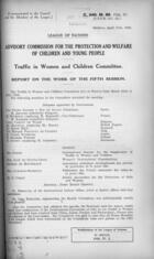 Report on the Work of the Fifth Session: Traffic in Women and Children Committee, Advisory Commission for the Protection and Welfare of Children and Young People, Geneva, April 17th, 1926