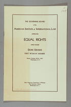 The Governing Board of the American Institute of International Law Approves Equal Rights and Names Doris Stevens First Woman Member, Session 29-31 October 1931, Washington, D.C.