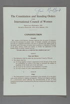 The Constitution and Standing Orders of the International Council of Women, Drawn up in Washington, 1888, Revised at Dubrovnik, 1936, and at Helsinki, 1954