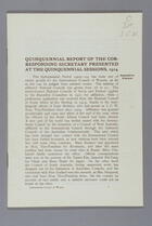 Quinquennial Report of the Corresponding Secretary Presented at the Quinquennial Sessions, 1914