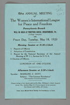 The Annual Meeting of the Women's International League for Peace and Freedom, Pennsylvania Branch
