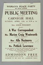 Public Meeting of the Woman's Peace Party at Carnegie Hall