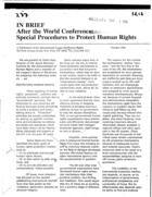 After the World Conference: Special Procedures to Protect Human Rights