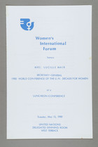 Program: Women's International Forum Honors Mrs. Lucille Mair