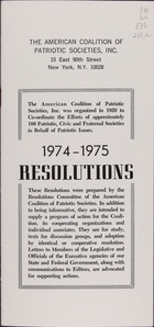 Wilcox Collection of Contemporary Political Movements, 1974-1975 Resolutions