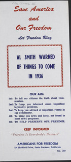 Al Smith Warned of Things to Come in 1936