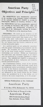 American Party Objectives and Principles