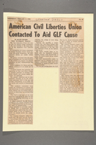 American Civil Liberties Union Contacted to Aid G.L.F. Cause