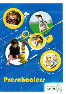 Cover of Preschoolers. Blue background with circular frames of young children in various activities and play.