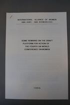 Some Remarks on the Draft Platform for Action of the Fourth UN World Conference on Women, International Alliance of Women, 1995