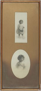 2 photographs of small girl in frame -late 19th century