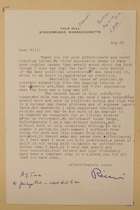 Letter from Reinhold Niebuhr to William Scarlett, August 29
