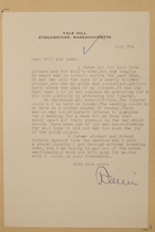 Letter from Reinhold Niebuhr to William and Leah Scarlett, July 8