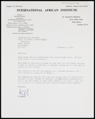 Letter from CDF, Director, International African Institute, to MG, 5 Nov. 1970