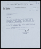 Letter from Arthur T. Porter, Principal, University College, Nairobi, to MG, 16 Dec. 1964