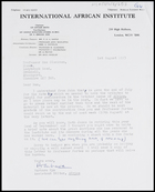 Letter from Barbara Pym, Assistant Editor, Africa, to MG, 1 Aug. 1973