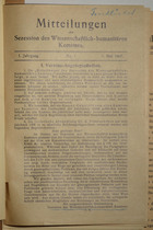 Magnus Hirschfeld Scrapbook: Mitteilungen der Sezession des Wissenschaftlich-humanitären Komitees, Vol. 1 no. 1, May 1907