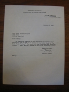 Robert F. Bales to Stanley Milgram, October 29, 1965