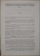 Congrès International de Sexologie Médicale - International Congress of Medical Sexology (Préface) - Paris 1974