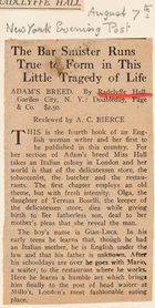 Adam's Breed by Radclyffe Hall: The Bar Smister Runs True to Form in This Little Tragedy of Life, New York Evening Post, August 7
