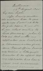 Letter from Walter Butler to his father, August 15, 1855