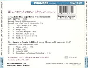 Mozart: Serenade in B flat for 13 Wind Instruments|Divertimento in F major