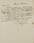 Letter from Alex Forbes to William Leslie, September 2, 1840