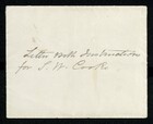 Letter with Instructions from Samuel Pratt Winter to Samuel Winter Cooke, Undated