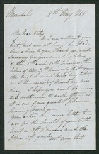 Letter from Arbella Winter Cooke to My dear Willy, May 8, 1868
