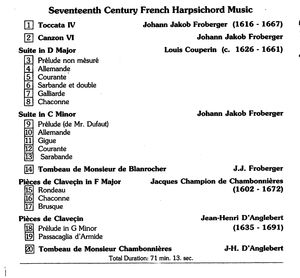 17th Century French Harpsichord Music