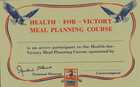 'Health for Victory' Meal Planning Course Attendance Card