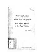Some Difficulties which Beset the Jewess: With Special Reference to her Legal Position