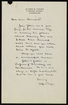 Letter from Alfred M. Tozzer to Ruth Benedict, undated