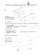 Flinders Bookroom Order Form, June 21, 1971