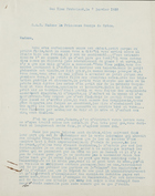 Letter in French from Raphael Brudo to ''Princess George of Greece,'' Jan. 7, 1935