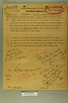 Top Secret Memo from U.S. Fifth Army Headquarters Ordering Cessation of All Supplies to French Forces in Italy by U.S. Forces, June 1945