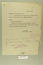 Memo from P. C. March to the Adjutant General, Aug. 25, 1919