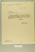 Draft of Letter from Newton D. Baker to the Secretary of State, August, 1919