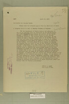 Memo from Newton D. Baker to General March, April 17, 1920