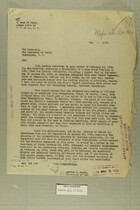 Letter from Newton D. Baker to the Secretary of State, May 10, 1920