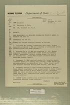 Telegram from Albert B. Franklin in Jerusalem to Secretary of State, November 27, 1957