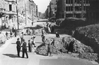 Berlin's sector borders being removed following the lifting of the Berlin Blockade, Berlin, 11th May 1949 (b/w photo)