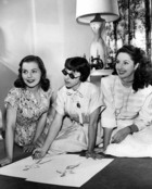 Actresses Laura Elliot and Virginia O'Brien with Paramount designer Edith Head (1907-1981) c. 1950