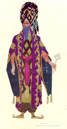 Costume design for a character in 'The Legend of Joseph', 1914 (w/c & gold on paper)
